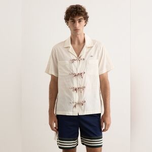 Men's Adidas x CLOT Bowling Shirt 'Cream White'